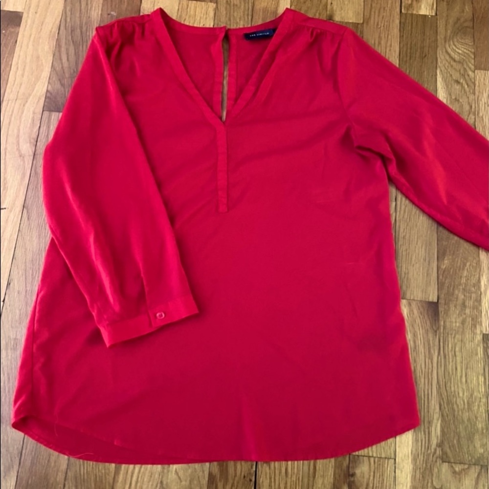 Red 3/4 sleeve blouse, size small